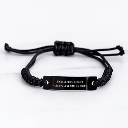 Archeologist Gifts - Funny Quote Rope Bracelet, Gifts from Dad to Archeologist, Gifts for Archeologist, Adjustable Black Rope, Graduation Unique Gifts - Victory Thru Vision