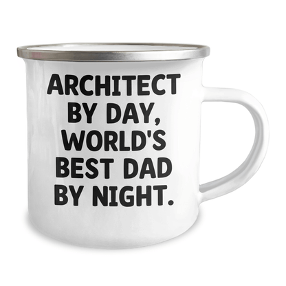 Architect Funny Gifts Camping Mug, World's Best Dad Graduation Mug, 12 oz Stainless Steel Enamel Finish, Perfect for Men or Women, Gifts from Friends, Family, or Coworkers - Victory Thru Vision