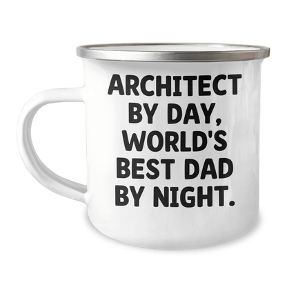 Architect Funny Gifts Camping Mug, World's Best Dad Graduation Mug, 12 oz Stainless Steel Enamel Finish, Perfect for Men or Women, Gifts from Friends, Family, or Coworkers - Victory Thru Vision