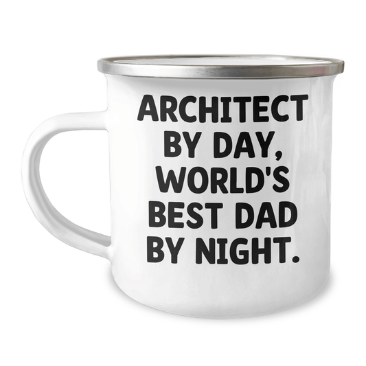 Architect Funny Gifts Camping Mug, World's Best Dad Graduation Mug, 12 oz Stainless Steel Enamel Finish, Perfect for Men or Women, Gifts from Friends, Family, or Coworkers - Victory Thru Vision