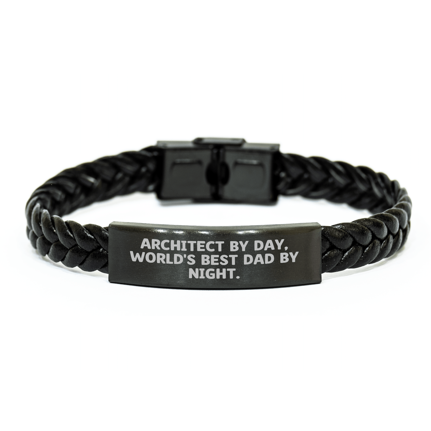 Architect Gifts from Dad - 'Architect By Day, World's Best Dad By Night.' Interlaced Leather Graduation Unique Gifts for Men - Victory Thru Vision