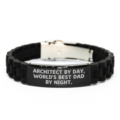 Architect Graduation Gift Ideas Funny Quote Glide lock Clasp Black Stainless Steel Silicone Adjustable Black Color 9.05 - Inch - Victory Thru Vision