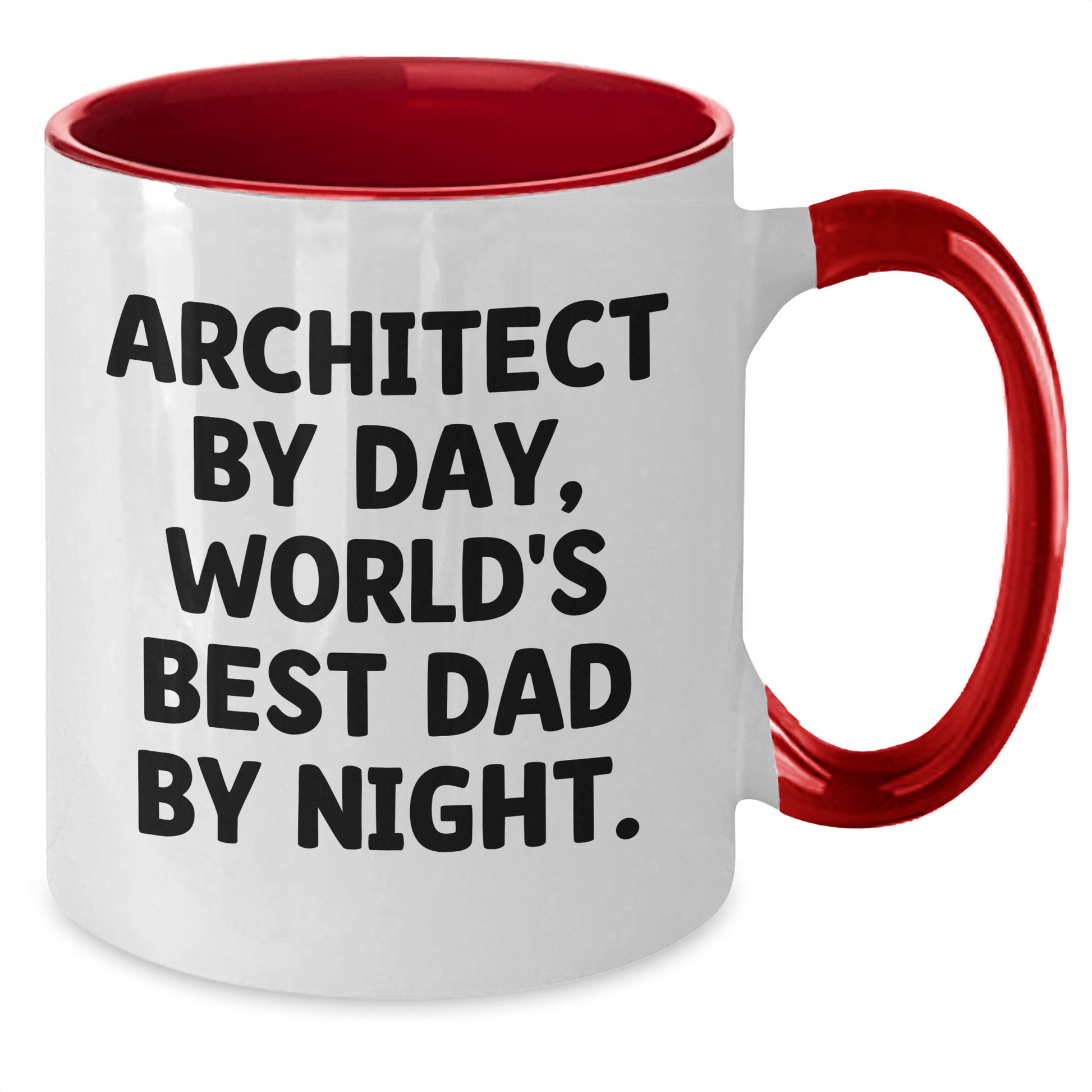 Architect Humor Two Tone Coffee Mugs - 'Architect By Day, World's Best Dad By Night.' Gifts for Men from Family and Friends - Graduation Unique Gifts - Victory Thru Vision