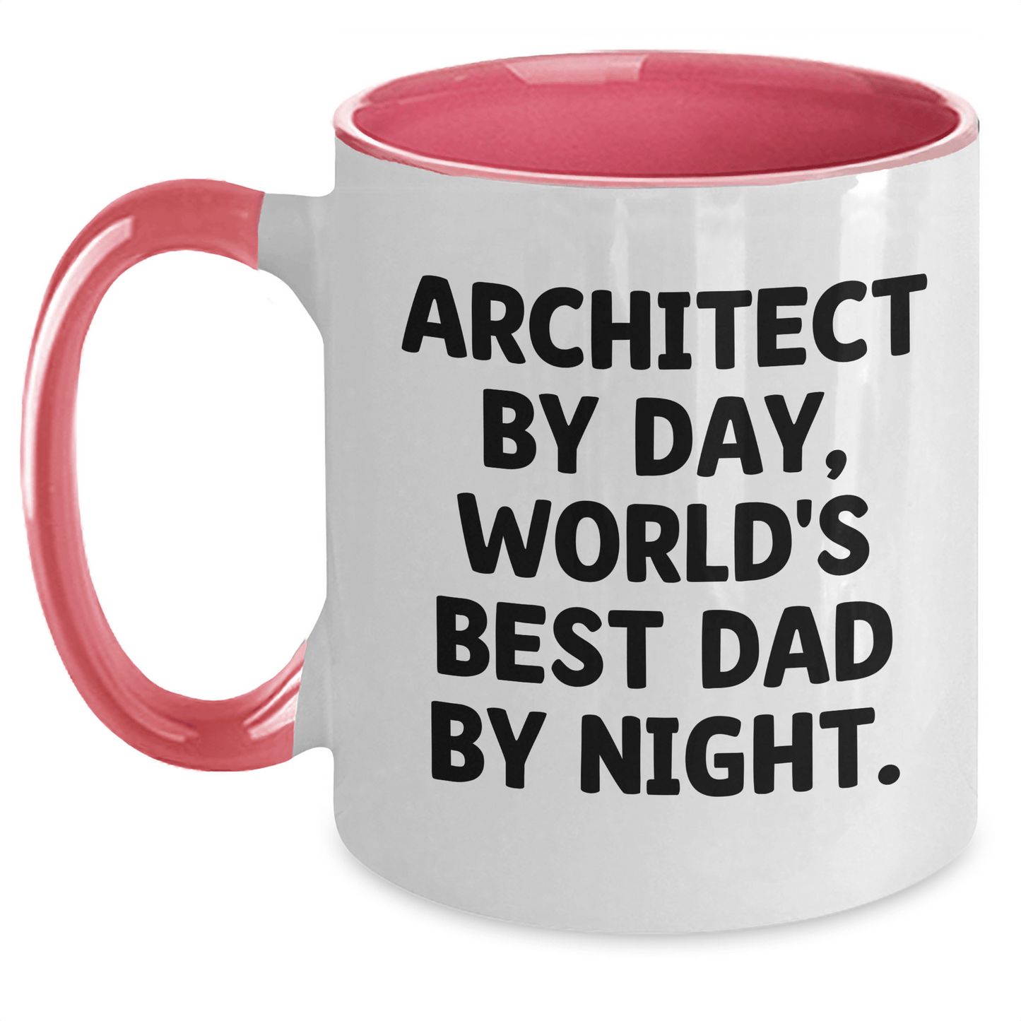 Architect Humor Two Tone Coffee Mugs - 'Architect By Day, World's Best Dad By Night.' Gifts for Men from Family and Friends - Graduation Unique Gifts - Victory Thru Vision