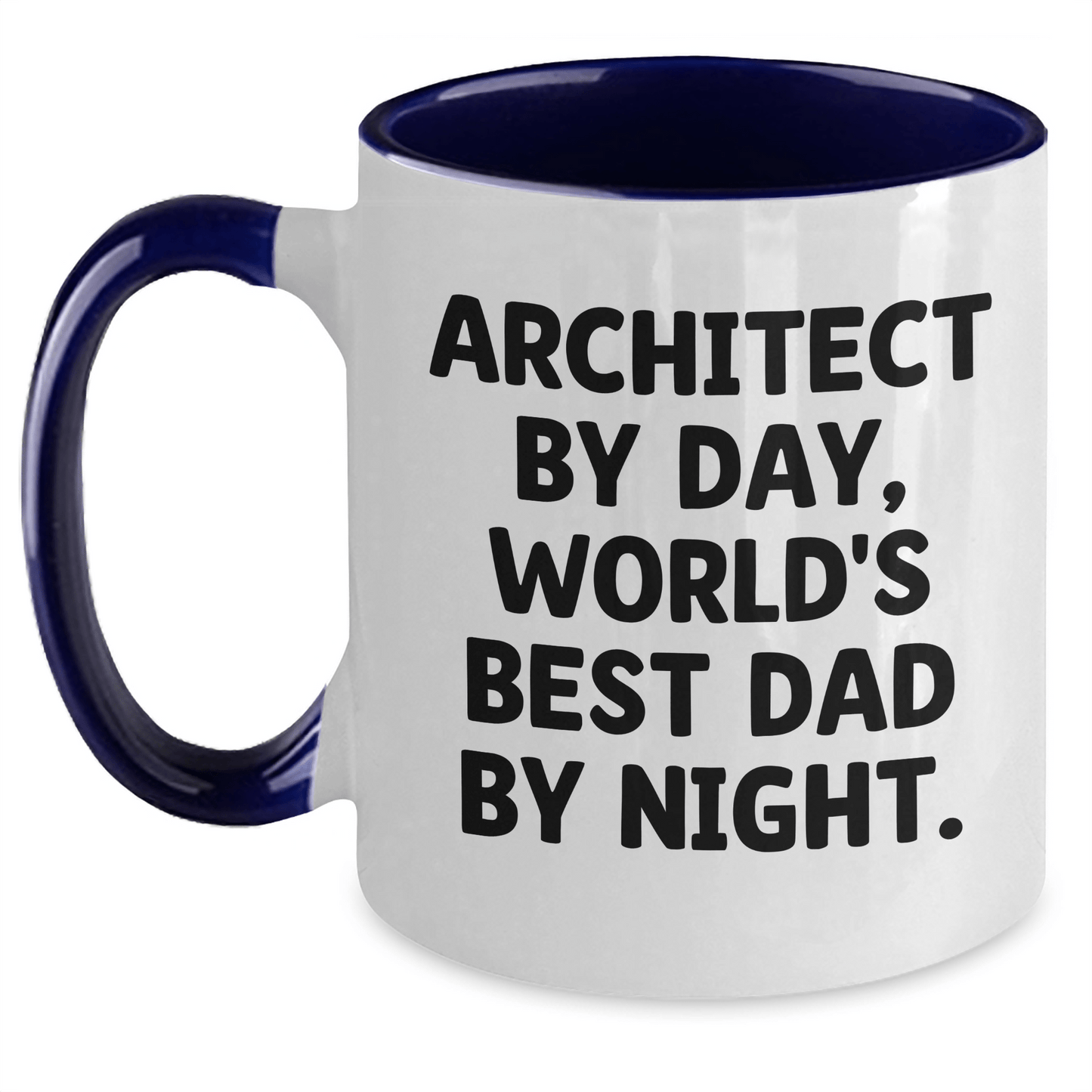 Architect Humor Two Tone Coffee Mugs - 'Architect By Day, World's Best Dad By Night.' Gifts for Men from Family and Friends - Graduation Unique Gifts - Victory Thru Vision