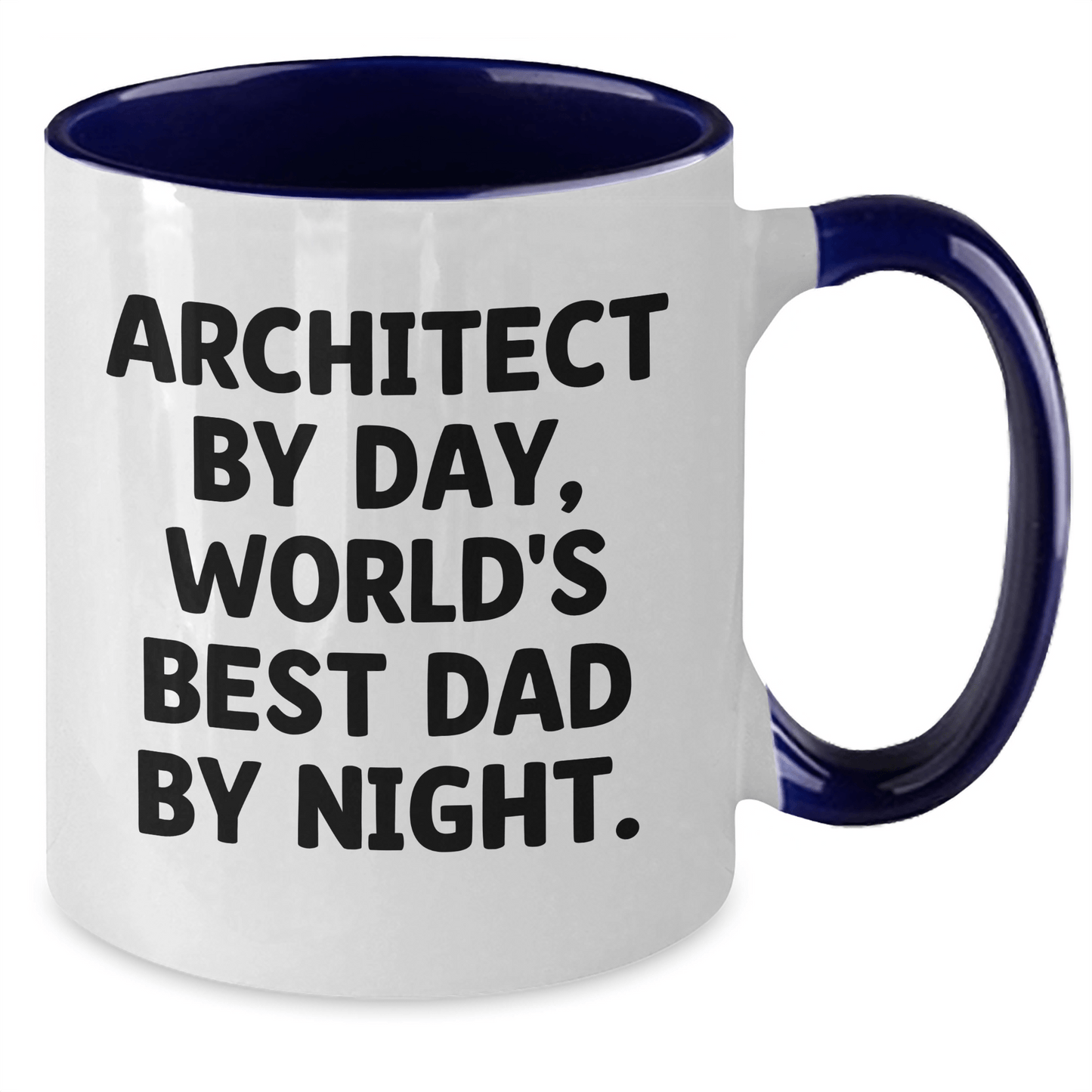 Architect Humor Two Tone Coffee Mugs - 'Architect By Day, World's Best Dad By Night.' Gifts for Men from Family and Friends - Graduation Unique Gifts - Victory Thru Vision