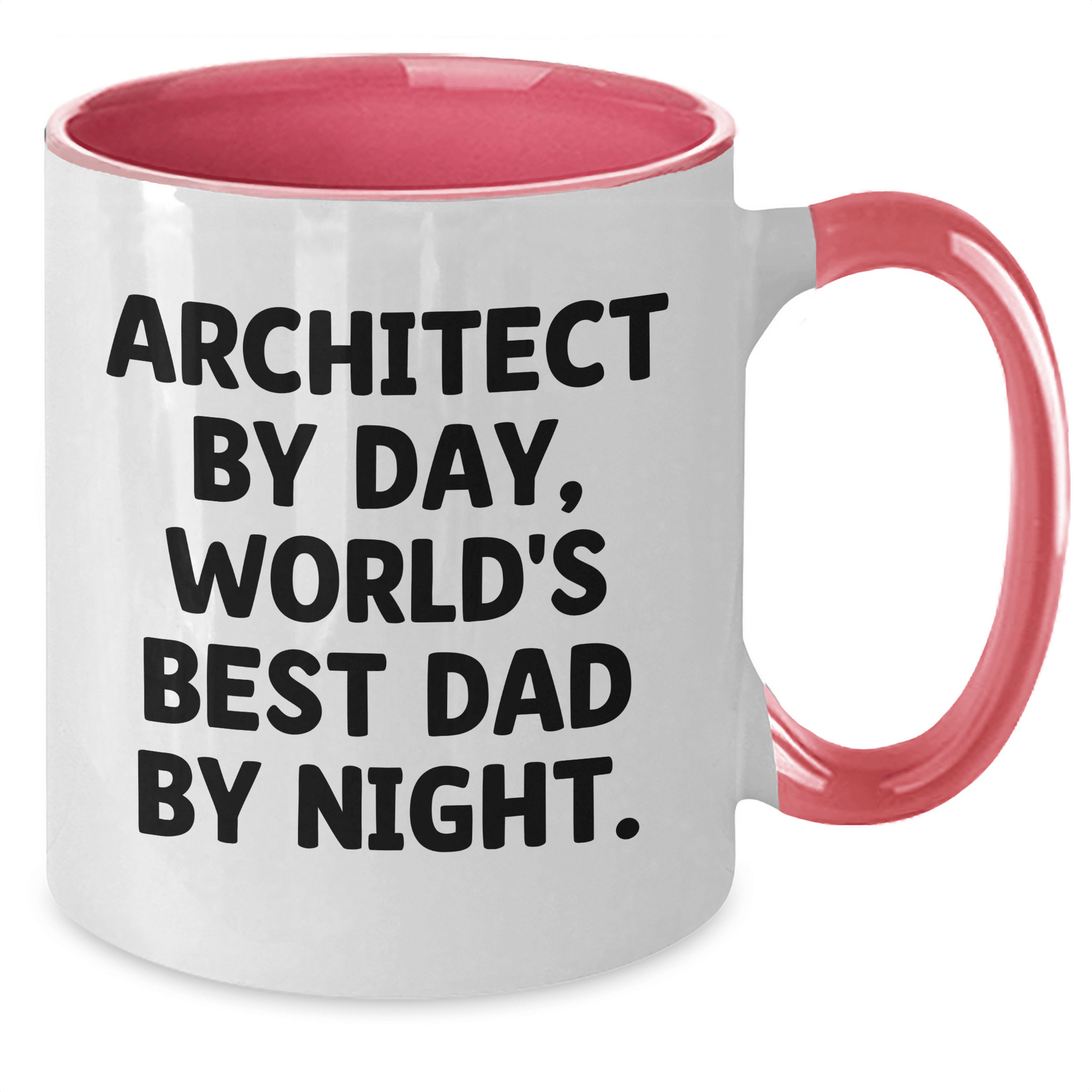 Architect Humor Two Tone Coffee Mugs - 'Architect By Day, World's Best Dad By Night.' Gifts for Men from Family and Friends - Graduation Unique Gifts - Victory Thru Vision