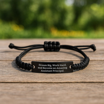 Assistant Principal Gifts, Inspirational Quote Rope Bracelet, 'Dream Big, Work Hard, And Become An Amazing Assistant Principal.' for Men, Women, and Coworkers, Graduation Unique Gifts - Victory Thru Vision