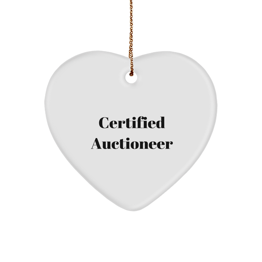 Auctioneer Gifts from Friends - Funny Quote Heart Ornament for Men, Certified Auctioneer, Christmas Unique Gifts - Victory Thru Vision 