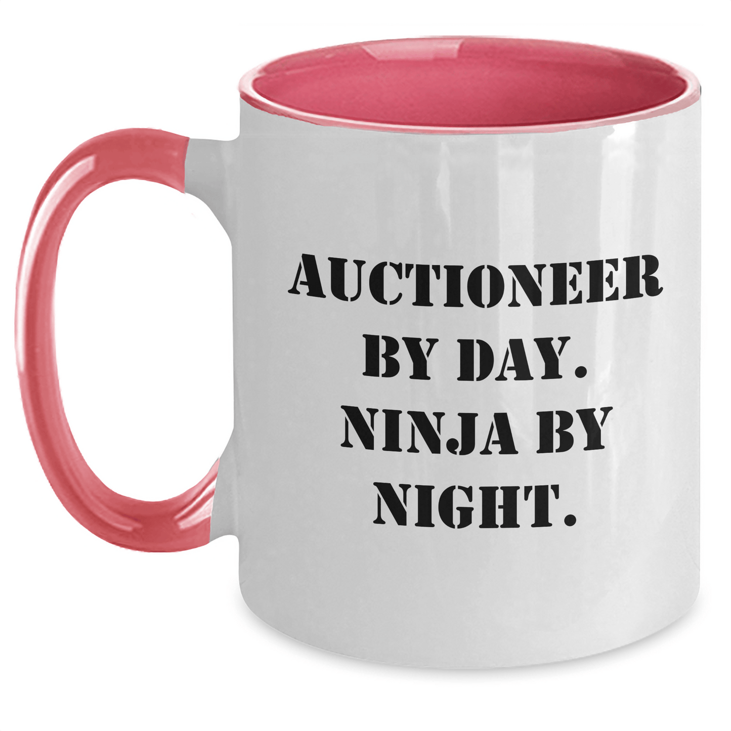 Auctioneer Humor, Ninja Night Two Tone Coffee Mugs Gifts from Friends for Graduation, 11oz Ceramic, Funny Quote - Victory Thru Vision