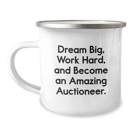Auctioneer Inspiration Gifts from Friends for Amazing Auctioneer Graduation Unique Gifts, Camping Mug for Work Hard, Dream Big - Victory Thru Vision