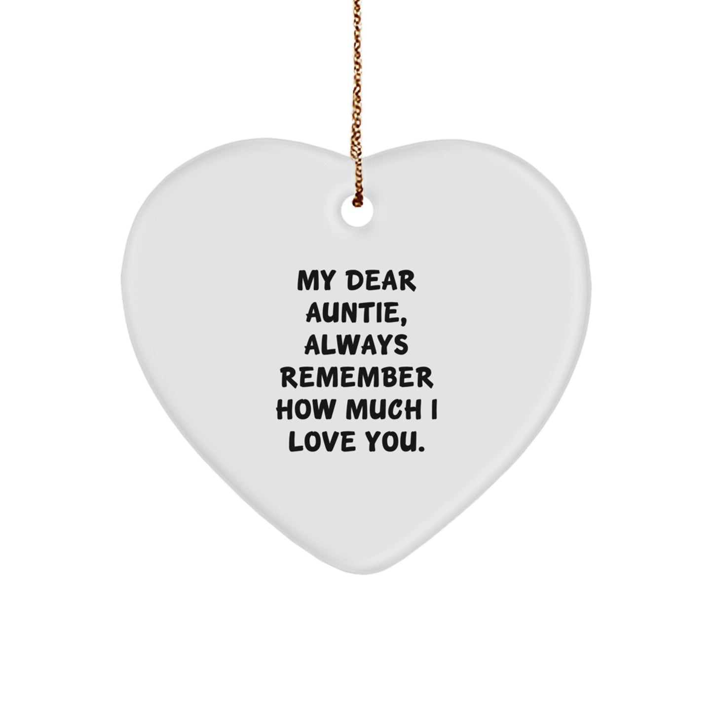 Auntie's Heartfelt Love, Gifts from Family, Heart Ornament with Quote, Perfect for Christmas - Victory Thru Vision