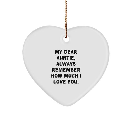 Auntie's Heartfelt Love, Gifts from Family, Heart Ornament with Quote, Perfect for Christmas - Victory Thru Vision
