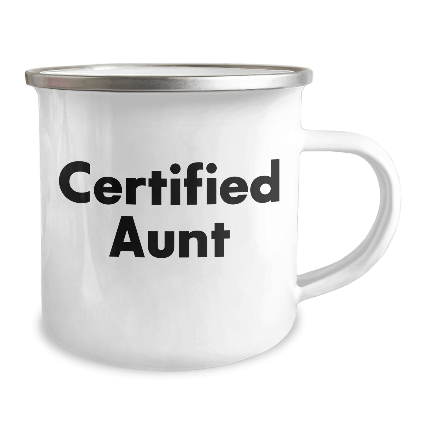 Aunt's Camping Adventure Quote, Funny Gifts from Men to Aunt on Father's Day, 12 oz Stainless Steel Enamel Mug, Gifts for Aunt - Victory Thru Vision 