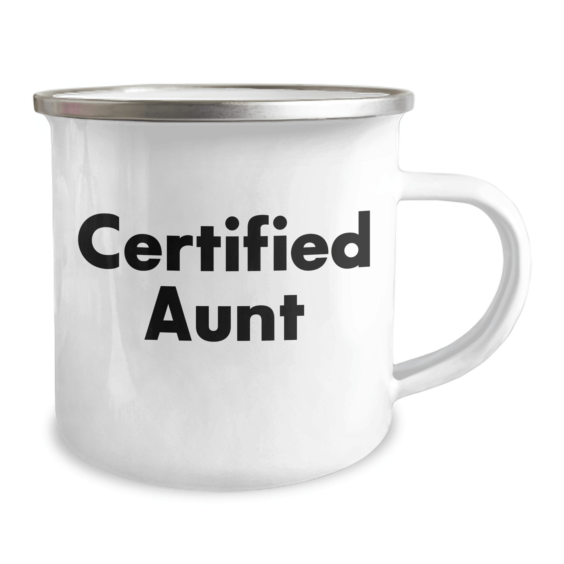 Aunt's Camping Adventure Quote, Funny Gifts from Men to Aunt on Father's Day, 12 oz Stainless Steel Enamel Mug, Gifts for Aunt - Victory Thru Vision 