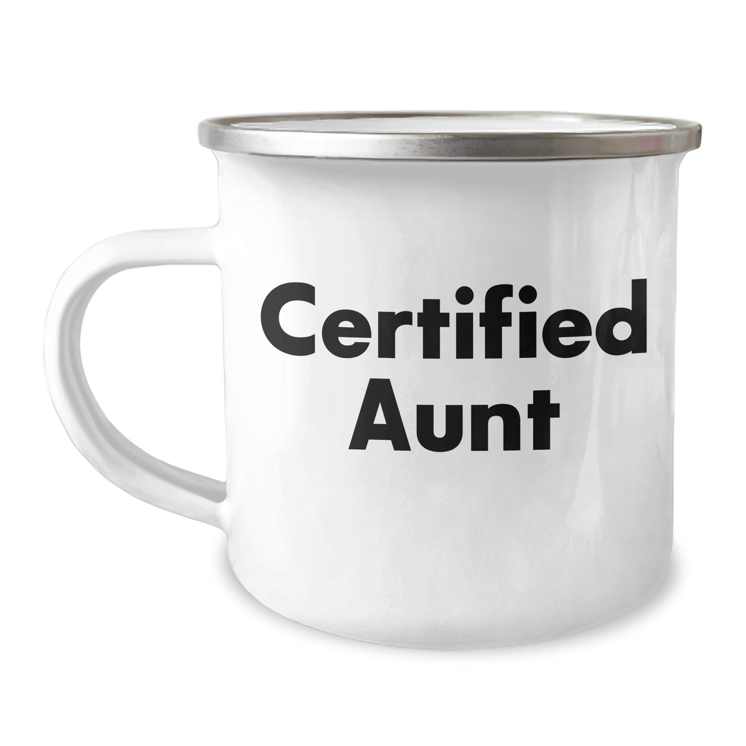 Aunt's Camping Adventure Quote, Funny Gifts from Men to Aunt on Father's Day, 12 oz Stainless Steel Enamel Mug, Gifts for Aunt - Victory Thru Vision 