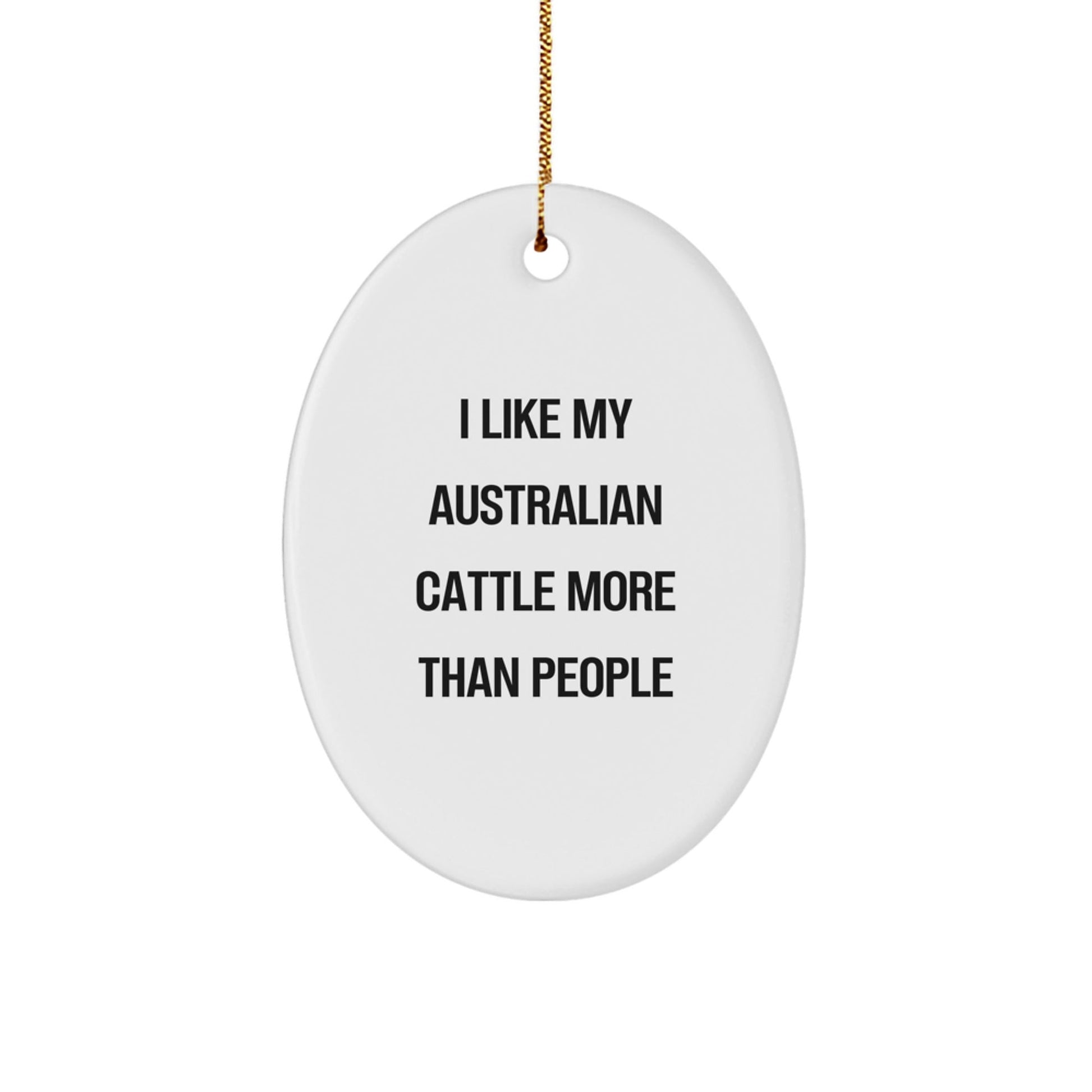 Australian Cattle Dog Lovers Rejoice! Funny Oval Ornament for 'I Like My Australian Cattle More Than People' Sentiments Gifts from Men to Family and Friends for Christmas - Victory Thru Vision