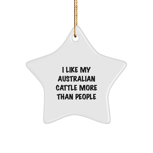 Australian Cattle Dog Star Ornament, Funny Quote Gifts for Men, Women, Friends, Family, 'I Like My Australian Cattle More Than People', Christmas Unique Gifts - Victory Thru Vision
