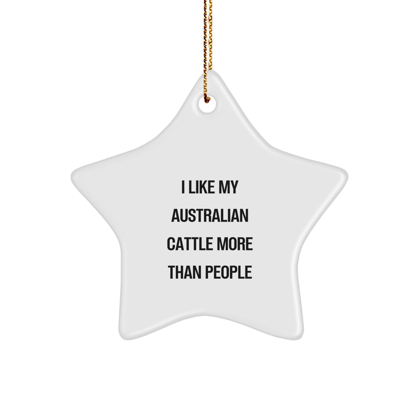 Australian Cattle Dog Star Ornament, 'I Like My Australian Cattle More Than People' Funny Christmas Unique Gift for Friends, Australian Cattle Dog Gifts from Men, Family, or Coworkers - Victory Thru Vision