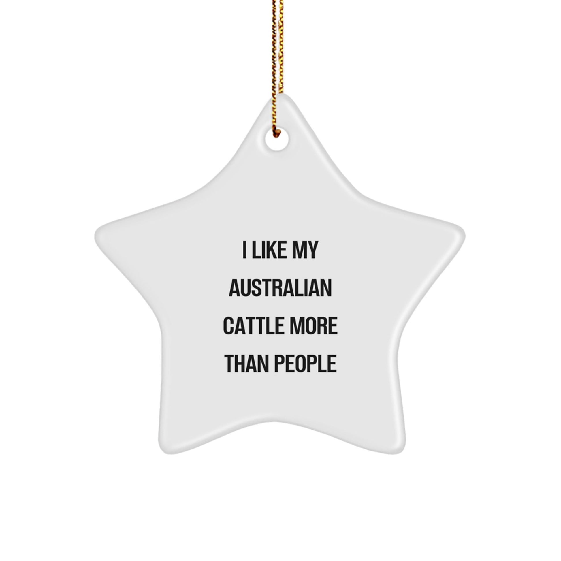 Australian Cattle Dog Star Ornament, 'I Like My Australian Cattle More Than People' Funny Christmas Unique Gift for Friends, Australian Cattle Dog Gifts from Men, Family, or Coworkers - Victory Thru Vision