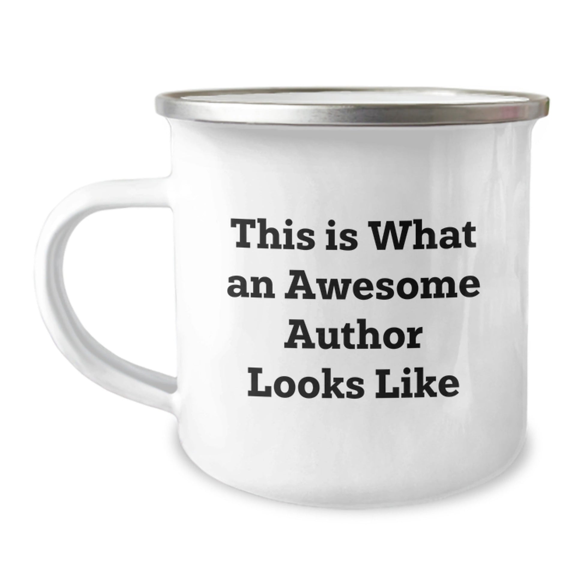 Author Gifts from Friends for Graduation, Camping Mug with Funny Quote 'This Is What An Awesome Author Looks Like', 12 oz Stainless Steel with Enamel Finish, Perfect for Men or Women - Victory Thru Vision