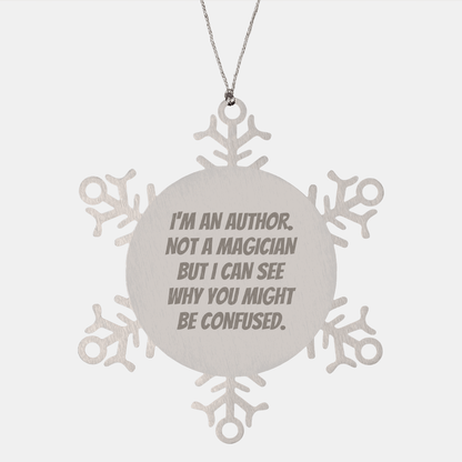 Author Snowflake Ornament Gifts from Friends, Gifts for Authors, Funny Christmas Unique Present - Victory Thru Vision 