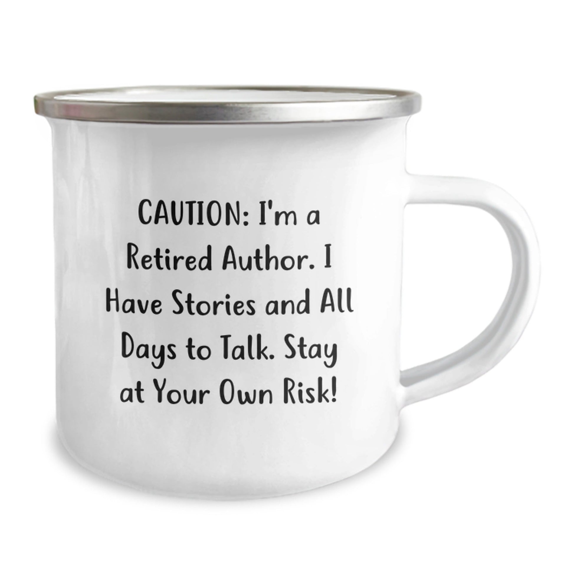 Author's Witty Warning: Funny Camping Mug for Authors, Friends, and Family, Gifts from Men or Women, Perfect for Graduation, Stay At Your Own Risk! - Victory Thru Vision