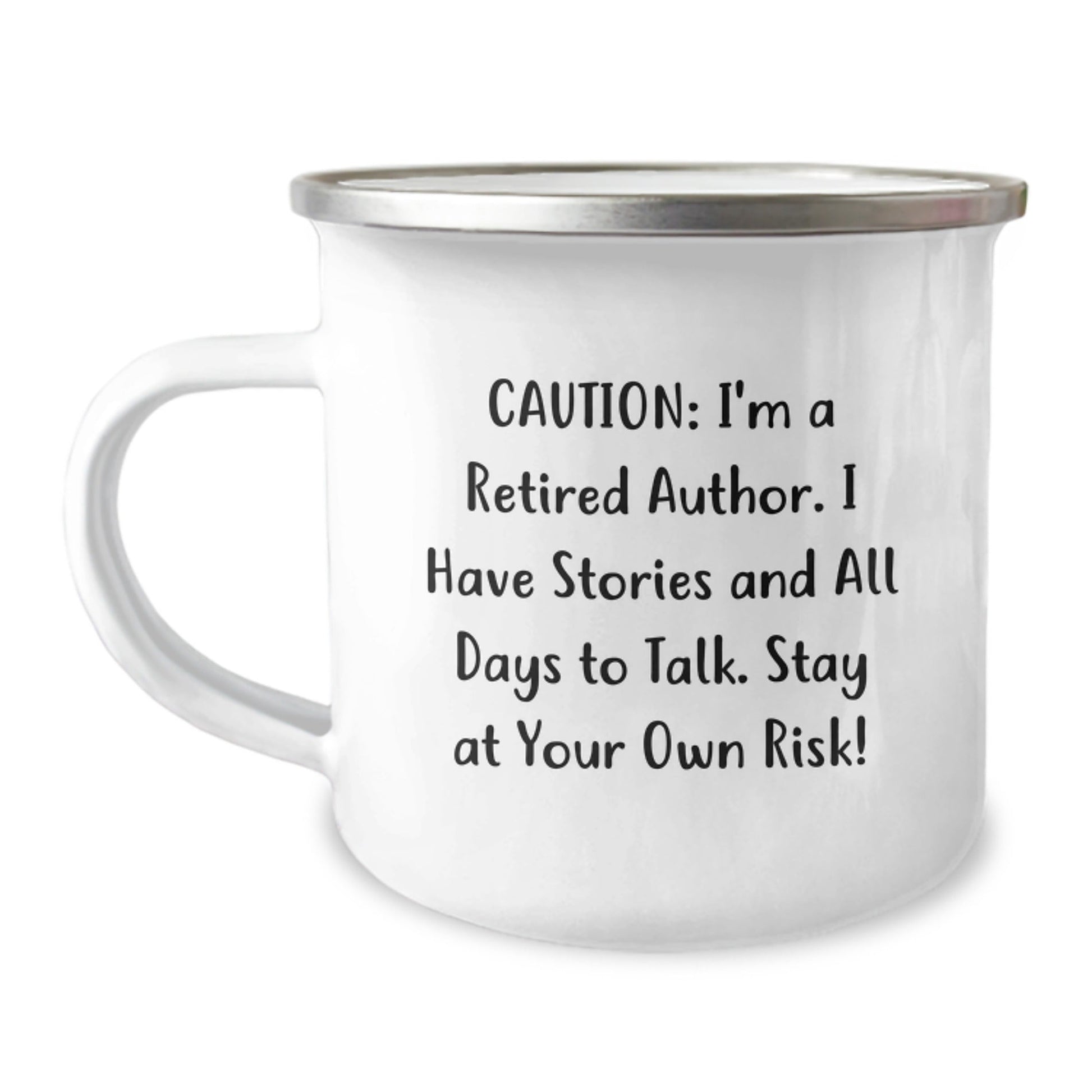 Author's Witty Warning: Funny Camping Mug for Authors, Friends, and Family, Gifts from Men or Women, Perfect for Graduation, Stay At Your Own Risk! - Victory Thru Vision
