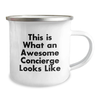 Awesome Concierge Gifts from Friends and Family, This Is What An Awesome Concierge Looks Like, Graduation Unique Gifts for Her, Him, or Him/Her in a Camping Mug - Victory Thru Vision