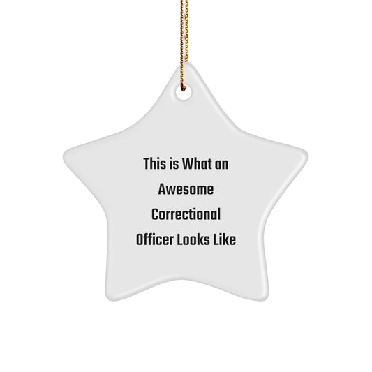 Awesome Correctional Officer Gifts from Friends - Correctional Officer Star Ornament, This Is What An Awesome Correctional Officer Looks Like, Christmas Unique Gifts - Victory Thru Vision