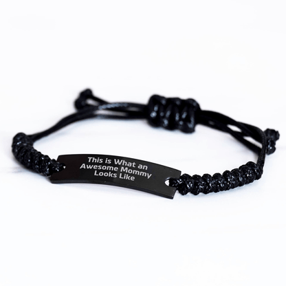 Awesome Mommy Gifts from Men to Mommy - Inspirational Rope Bracelet for Graduation - 'This Is What An Awesome Mommy Looks Like' Quote - Gifts for Mommy - Victory Thru Vision 