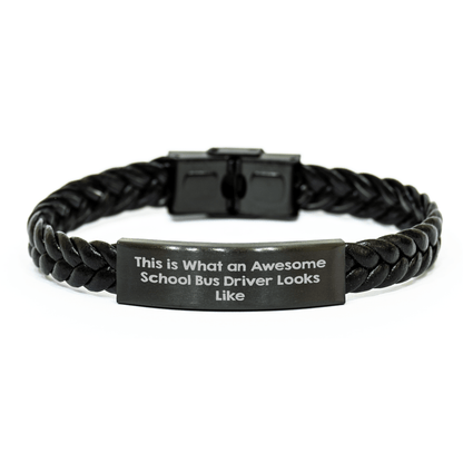 Awesome School Bus Driver Gifts from Men - Inspirational Quote Interlaced Leather Bracelet for School Bus Driver Mothers Day Unique Gifts - Victory Thru Vision 