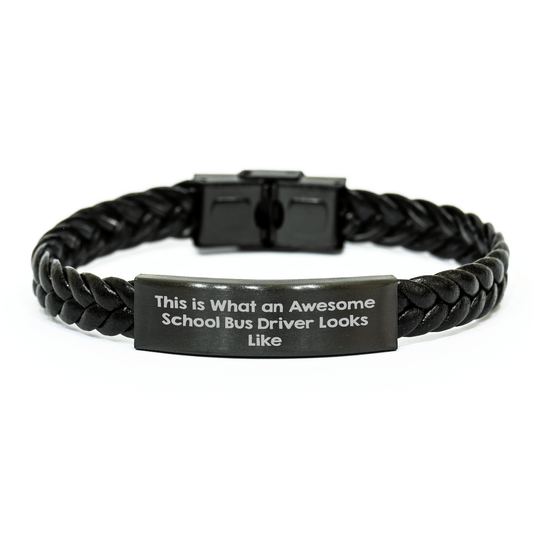Awesome School Bus Driver Gifts from Men - Inspirational Quote Interlaced Leather Bracelet for School Bus Driver Mothers Day Unique Gifts - Victory Thru Vision 
