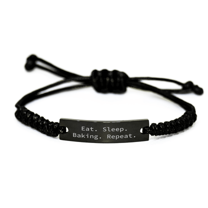 Baking Enthusiast Funny Rope Bracelets, Gifts from Family, for Baking Men, Eat. Sleep. Baking. Repeat., Father's Day Unique Gifts - Victory Thru Vision 