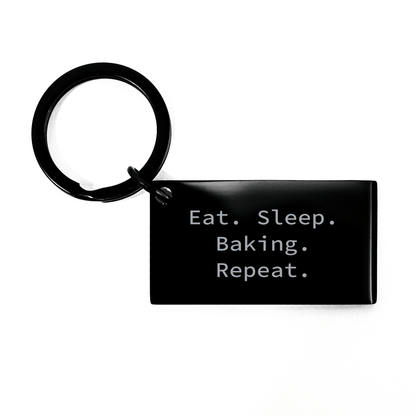 Baking Enthusiasts Gifts from Men to Father's Day Unique Keychain Eat. Sleep. Baking. Repeat. Funny Baking Quotes - Victory Thru Vision 