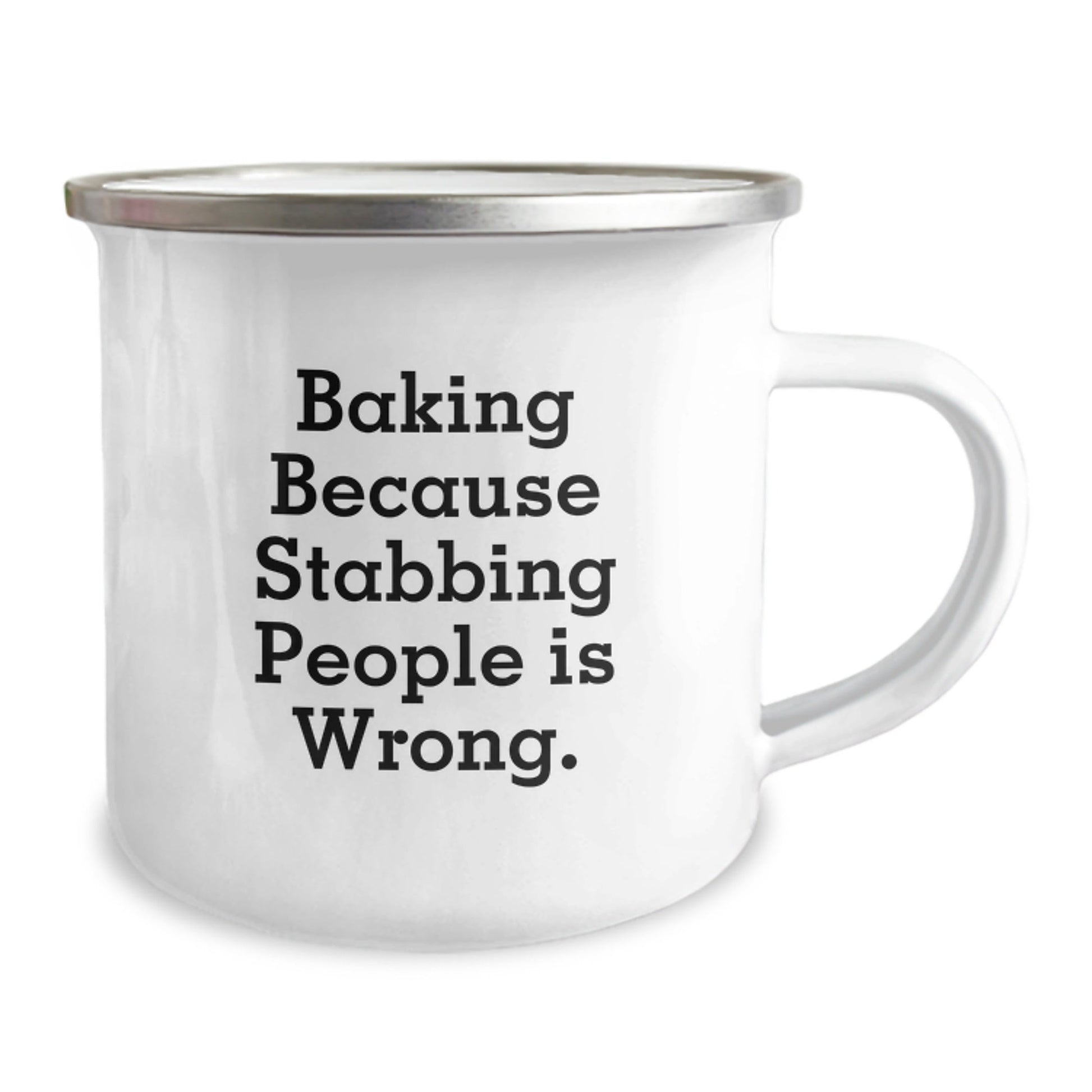 Baking Enthusiasts' Graduation Gifts from Friends for Baking Lovers, Funny Quote, Camping Mug, 12 oz Stainless Steel with Enamel Finish - Victory Thru Vision