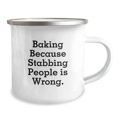 Baking Enthusiasts' Graduation Gifts from Friends for Baking Lovers, Funny Quote, Camping Mug, 12 oz Stainless Steel with Enamel Finish - Victory Thru Vision