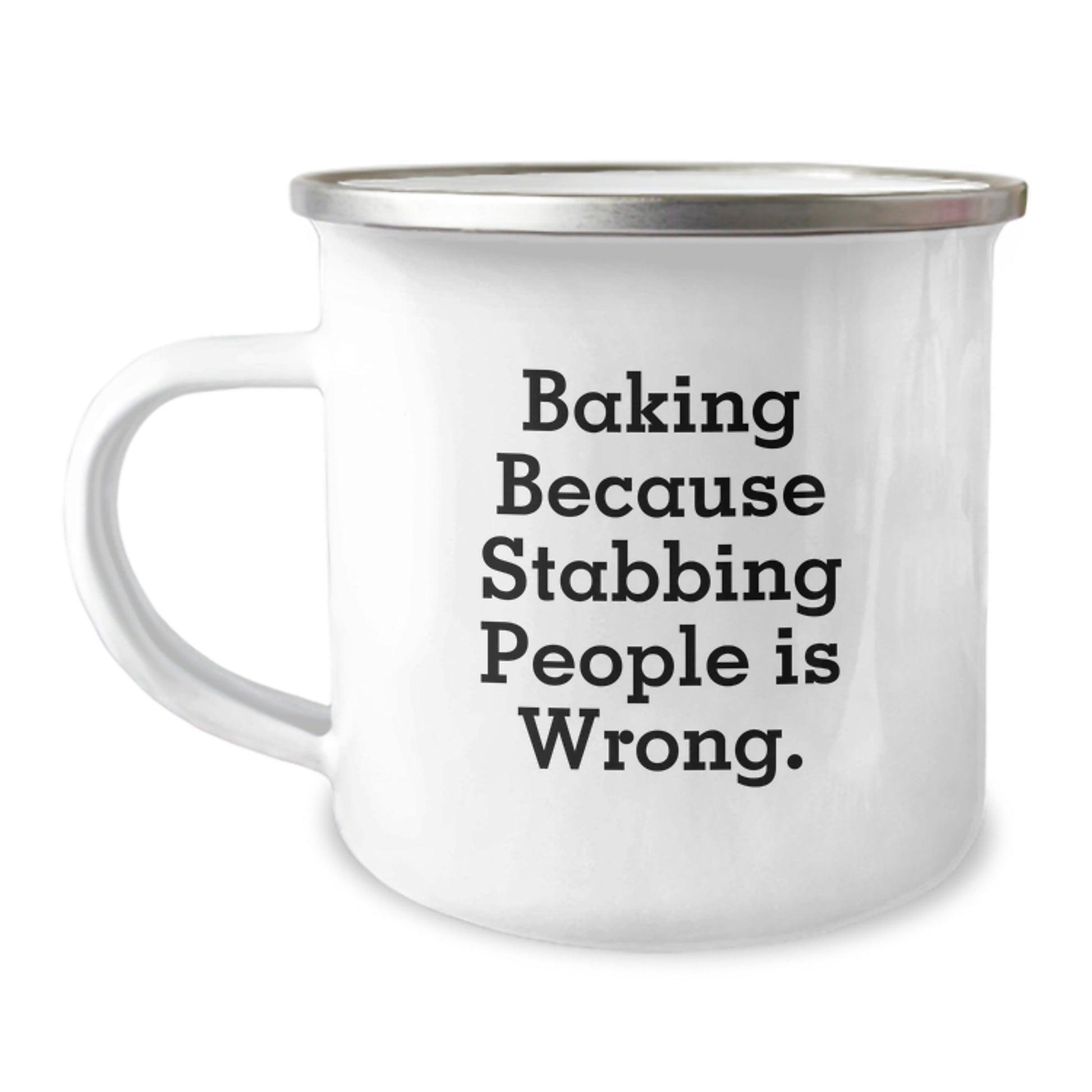 Baking Enthusiasts' Graduation Gifts from Friends for Baking Lovers, Funny Quote, Camping Mug, 12 oz Stainless Steel with Enamel Finish - Victory Thru Vision