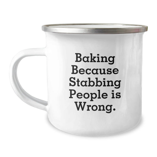 Baking Enthusiasts' Graduation Gifts from Friends for Baking Lovers, Funny Quote, Camping Mug, 12 oz Stainless Steel with Enamel Finish - Victory Thru Vision