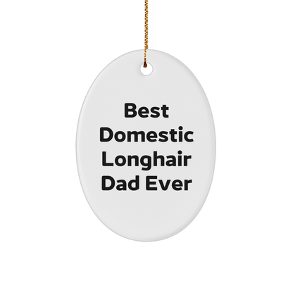 Best Domestic Longhair Dad Ever Oval Ornament Gifts for Cat Lovers - Funny Domestic Longhair Cat Enthusiast Gifts for Christmas - Victory Thru Vision 