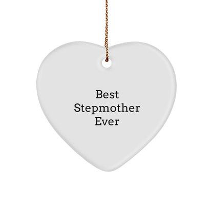 Best Stepmother Gifts, Funny Heart Ornament, 'Best Stepmother Ever' Quote for Christmas, Gifts from Family, for Stepmother - Victory Thru Vision 