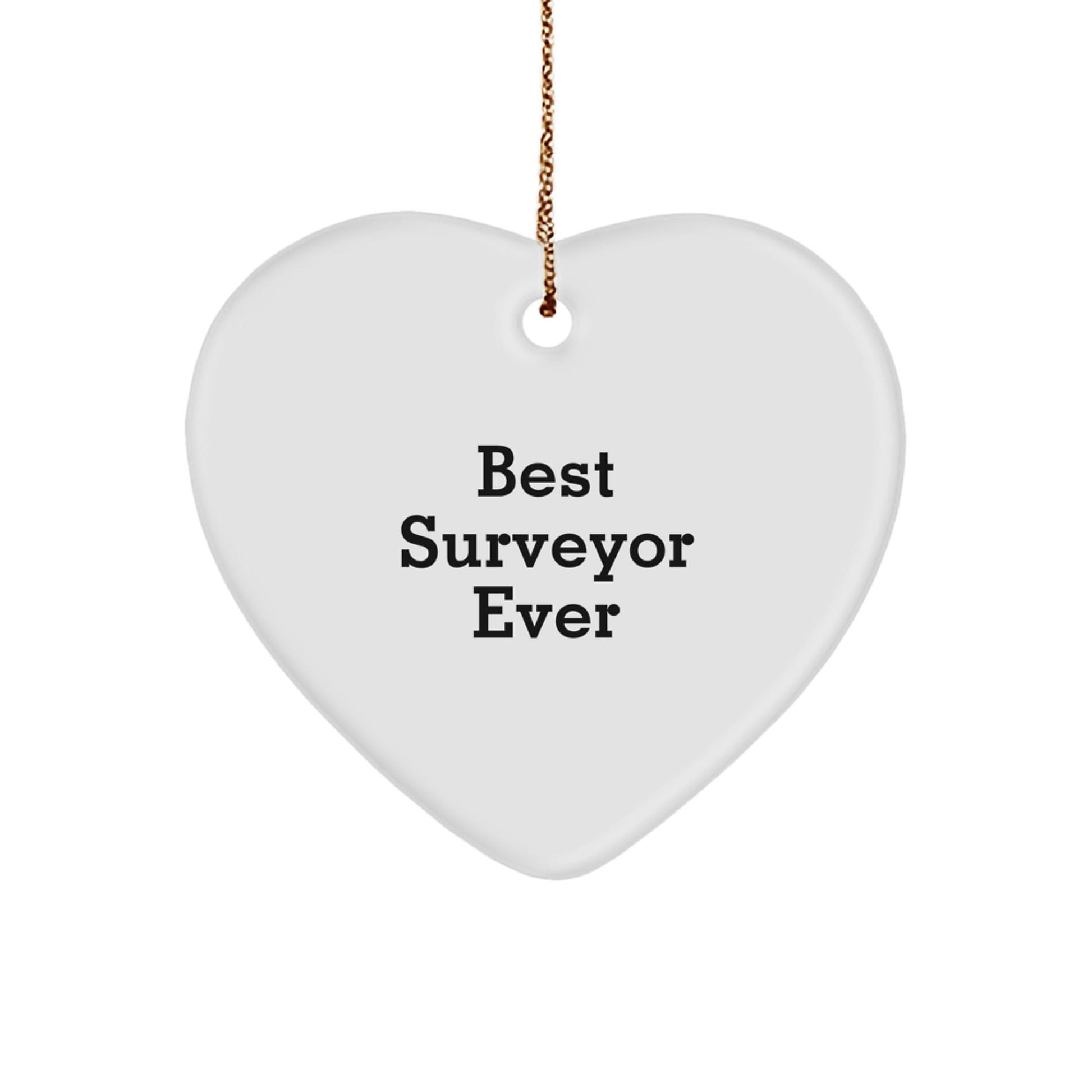 Best Surveyor Ever Heart Ornament Gifts from Friends for Christmas - Unique Surveyor Gift for Men or Women - Victory Thru Vision