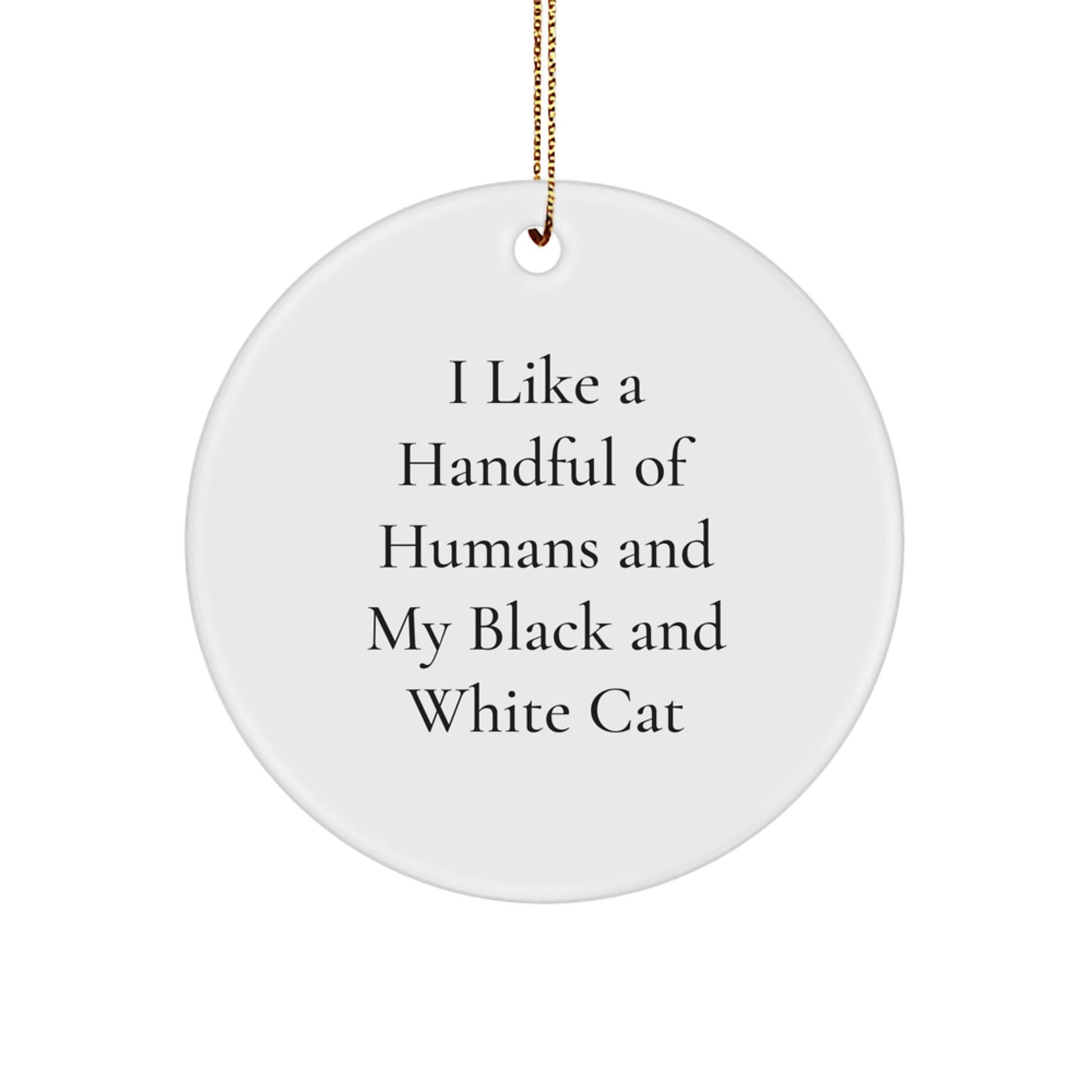 Black and White Cat Gifts, Funny Quotes, Circle Ornament for Black and White Cat Lovers, Gifts from Friends, Gifts for Men, Christmas Unique Gifts - Victory Thru Vision