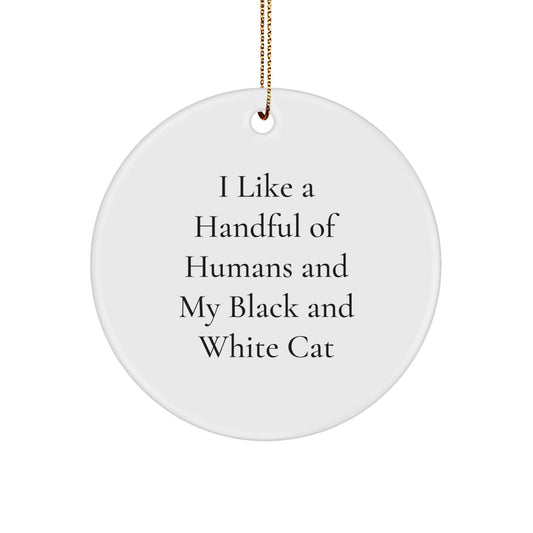 Black and White Cat Gifts, Funny Quotes, Circle Ornament for Black and White Cat Lovers, Gifts from Friends, Gifts for Men, Christmas Unique Gifts - Victory Thru Vision