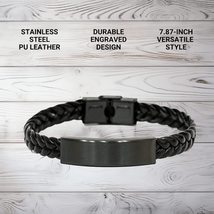 'Border Collie Lover And Proud Of It!' Unique Gifts for Border Collie Dog Lovers - Interlaced Leather Bracelet for Men - Father's Day Unique Gifts from Family - Victory Thru Vision 