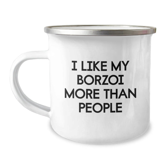 Borzoi Dog Lovers Funny Gift, I Like My Borzoi More Than People, Camping Mug for Birthday, Gifts from Family, Gifts for Borzoi Dog Enthusiasts - Victory Thru Vision