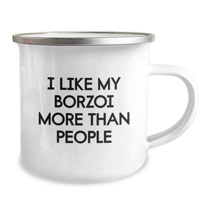 Borzoi Dog Lovers Funny Gift, I Like My Borzoi More Than People, Camping Mug for Birthday, Gifts from Family, Gifts for Borzoi Dog Enthusiasts - Victory Thru Vision