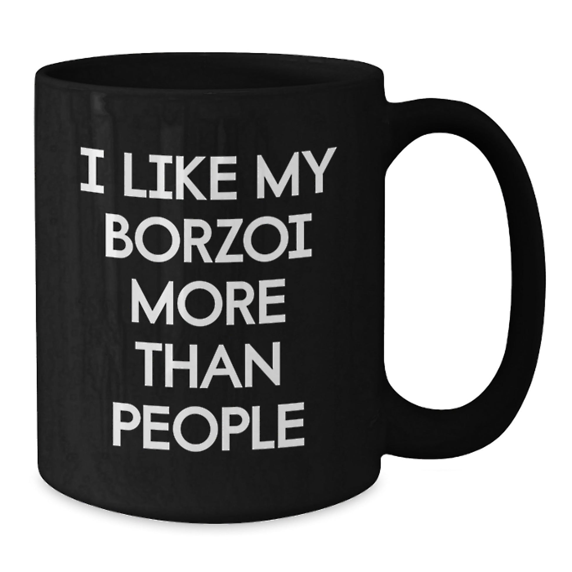 Borzoi Dog Lovers Gifts from Friends for Happy Birthday, Funny Quote Black Coffee Mug - Victory Thru Vision