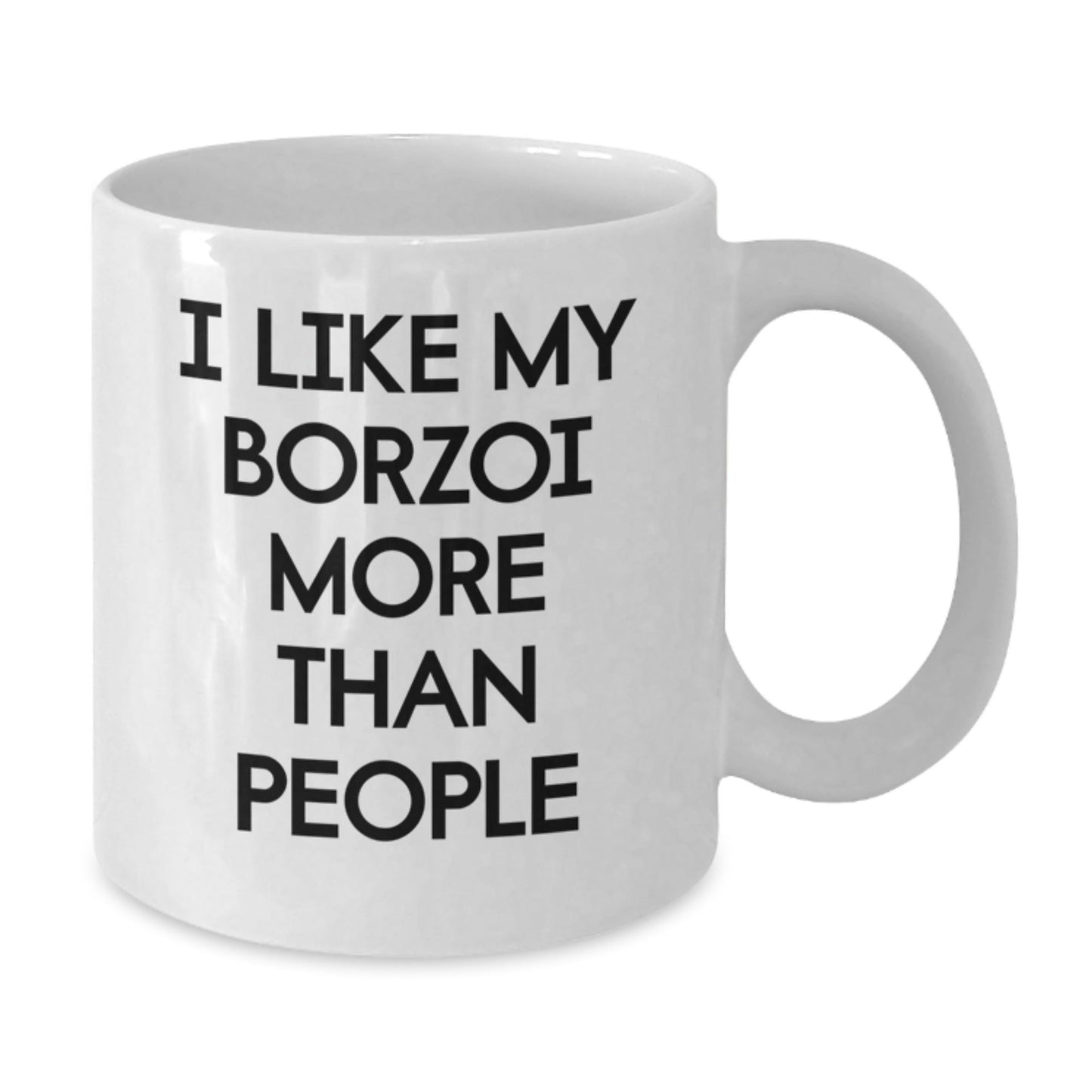 Borzoi Dog Lovers Gifts from Friends, Funny Quote Coffee Mug for Birthday, White 11oz or 15oz Ceramic - Victory Thru Vision