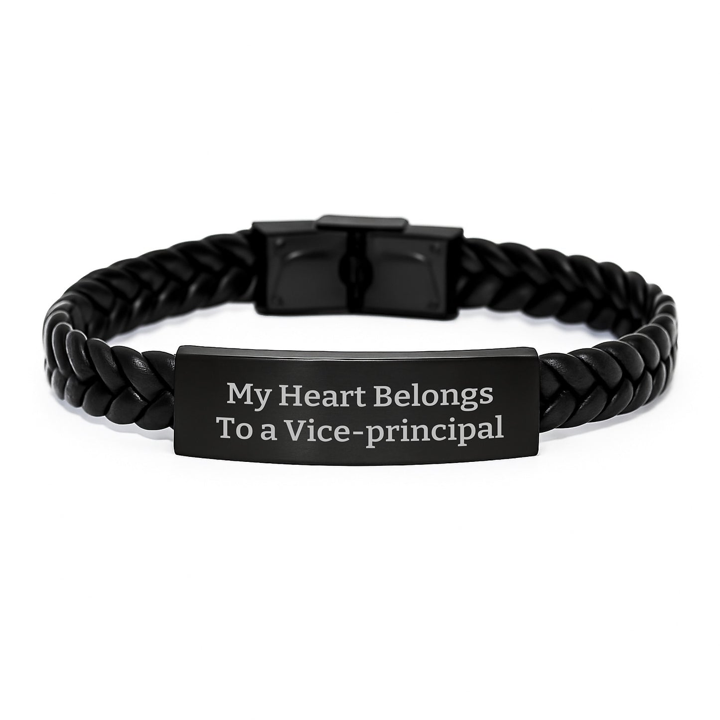 Funny Vice-principal Gifts from Friends - My Heart Belongs To A Vice-principal Interlaced Leather Bracelet for Vice-principal on Christmas Unique Gifts - Image 1